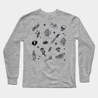 Old School Tattoo Pattern Drawing Long Sleeve T-Shirt